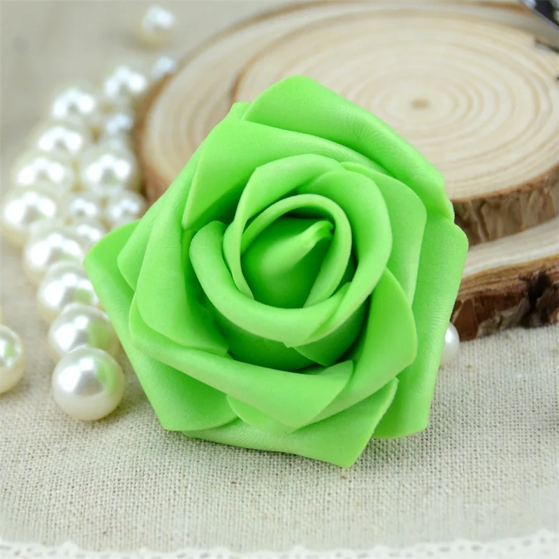 50 шт. 6 см искусственные из ПЭ пены розы цветы головы для свадебное украшение для дома DIY Скрапбукинг венок-гирлянда дешевый цветок - Цвет: green
