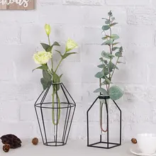 Настольная Балконная офисная железная стеклянная 4 стильная Цветочная подставка цветочный горшок кованая ваза креативный домашний декор геометрическое украшение