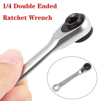 

Mini 1/4 Double Ended Quick Socket Ratchet Wrench Rod Screwdriver Bit Tools Top 60-Tooth Heat-treated Bit Driver Household Tool