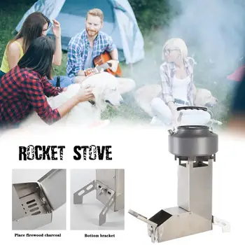 

Hiking Camping Stove Portable Folding Stainless Steel Backpacking Rocket Stove Outdoor Wood Burning Stove Picnic BBQ Wood Stove