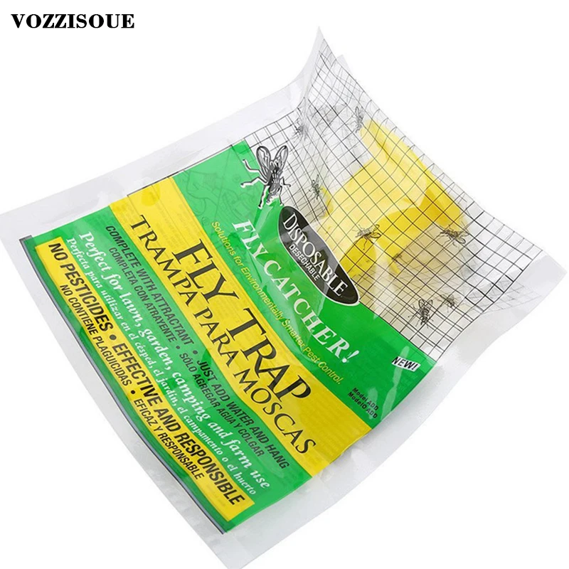 5PCS Fly Trap Catcher Bug Mosquito Killer Pest Control Fly Catcher Automatic Insect Killer Disposable Plastic Hanging Bait Bag