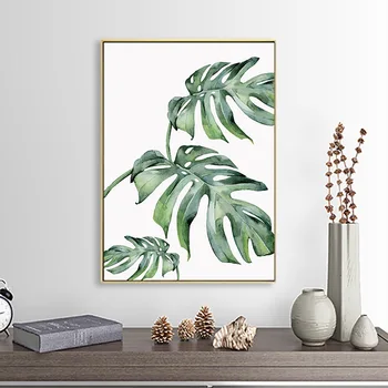 

Modern Wall Art Paintings for Living Room Home Decor Scandinavian Style Tropical Plants Posters Green Leaves Decorative Pictures