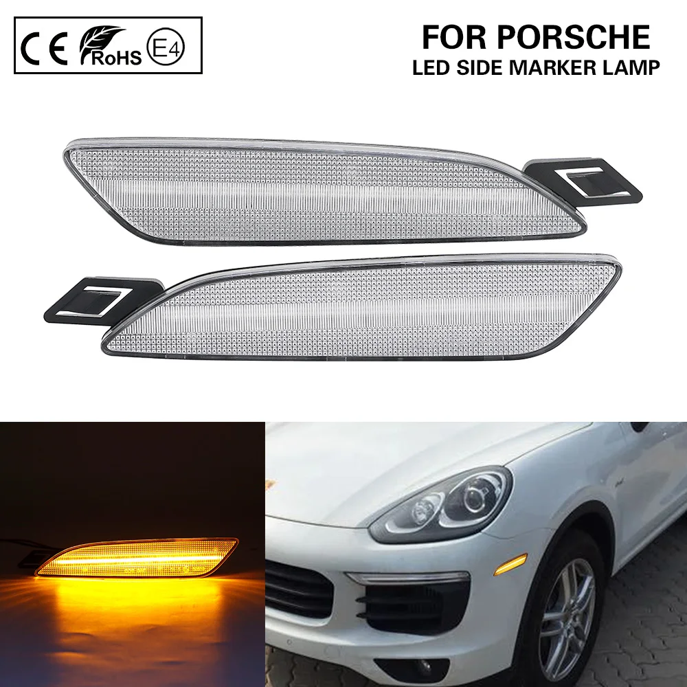 

2X Clear lens LED side marker lamp Amber US Version for Porsche Panamera 2014-2019