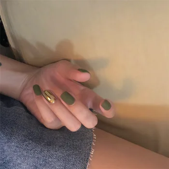 

24pcs/box Green Frosted Gold press on Nails Patch Jumping Color Square Head Pattern Wearable Finished acryl nails Suitable Decor