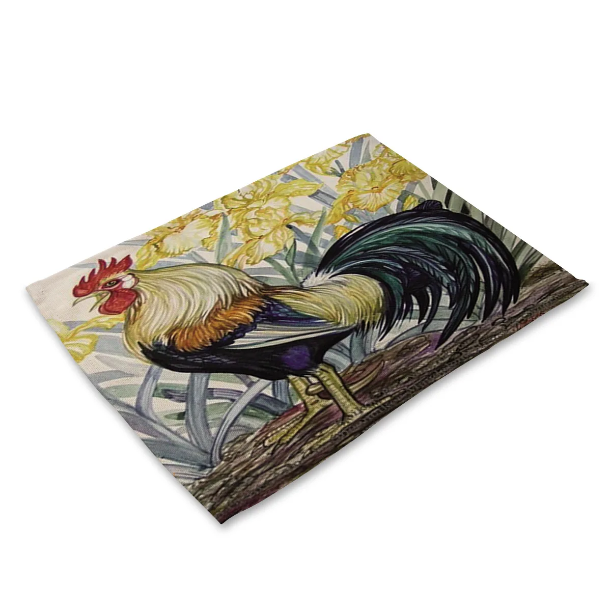 Картина маслом с изображением животного петуха льняные салфетки для кухонного стола подставки для напитков американский кантри дизайнерские вечерние украшения - Цвет: Oil Painting Cock 06