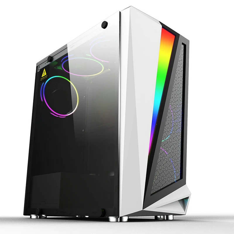 39*18*43,5 см diy игровой компьютер PC чехол ATX Полная сторона прозрачная стеклянная панель RGB светящаяся Настольная компьютерная материнская рама шасси - Цвет: white
