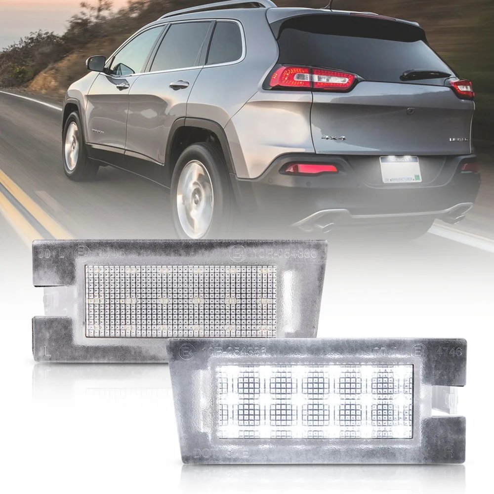 2pcs/set White Led Number License Plate Light Lamp For Jeep Cherokee Kl 2014up Car Tail Lamps