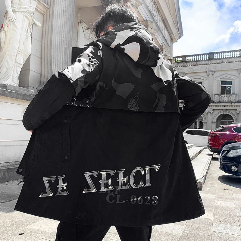 UYUK Jacket men 2019 autumn Korean version trend long coat section windbreaker winter Thick Cotton velvet Japan Style Black UYUK Jacket men 2019 autumn Korean version trend long coat section windbreaker winter Thick Cotton velvet Japan Style Black