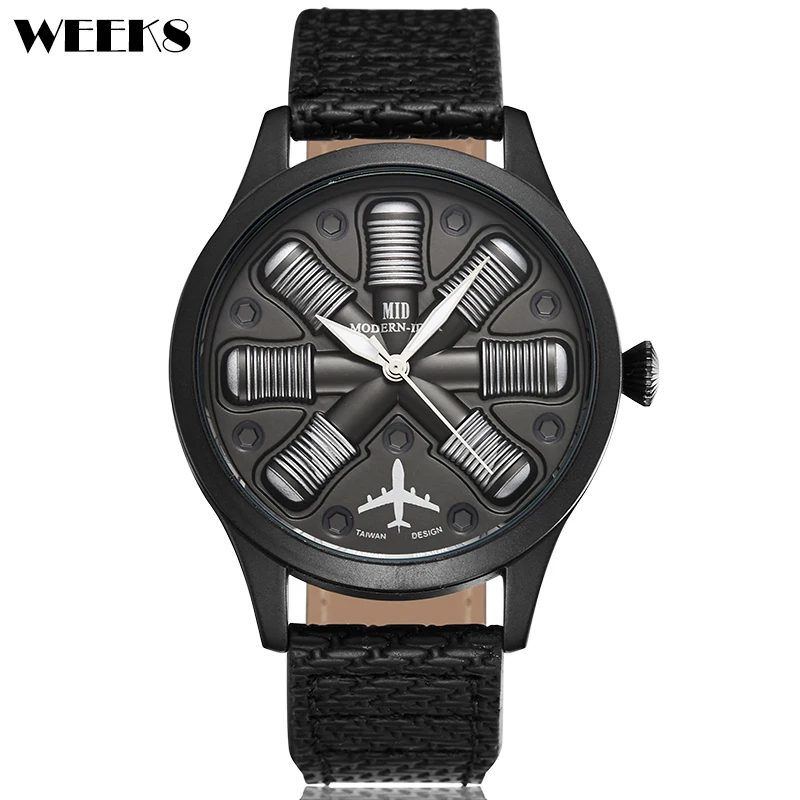 Men Watch Airplane Engine Engraved Men's Hip Hop Male Wrist Watches Flieger Pilot Sports Wristwatch Reloj Aviator Mens Clock le male aviator