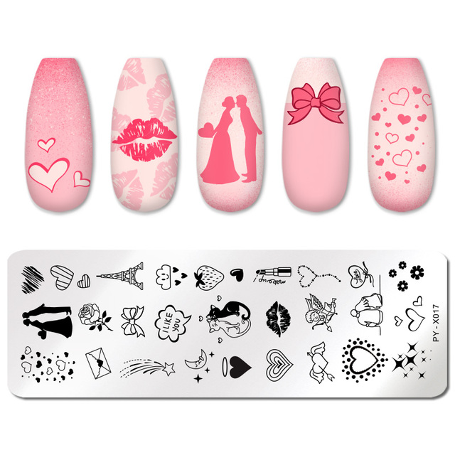 YOU Geometry Nail Stamping Plates Lines Animal Fruits Theme Template Plate Mold Nail Art Stencil Tools