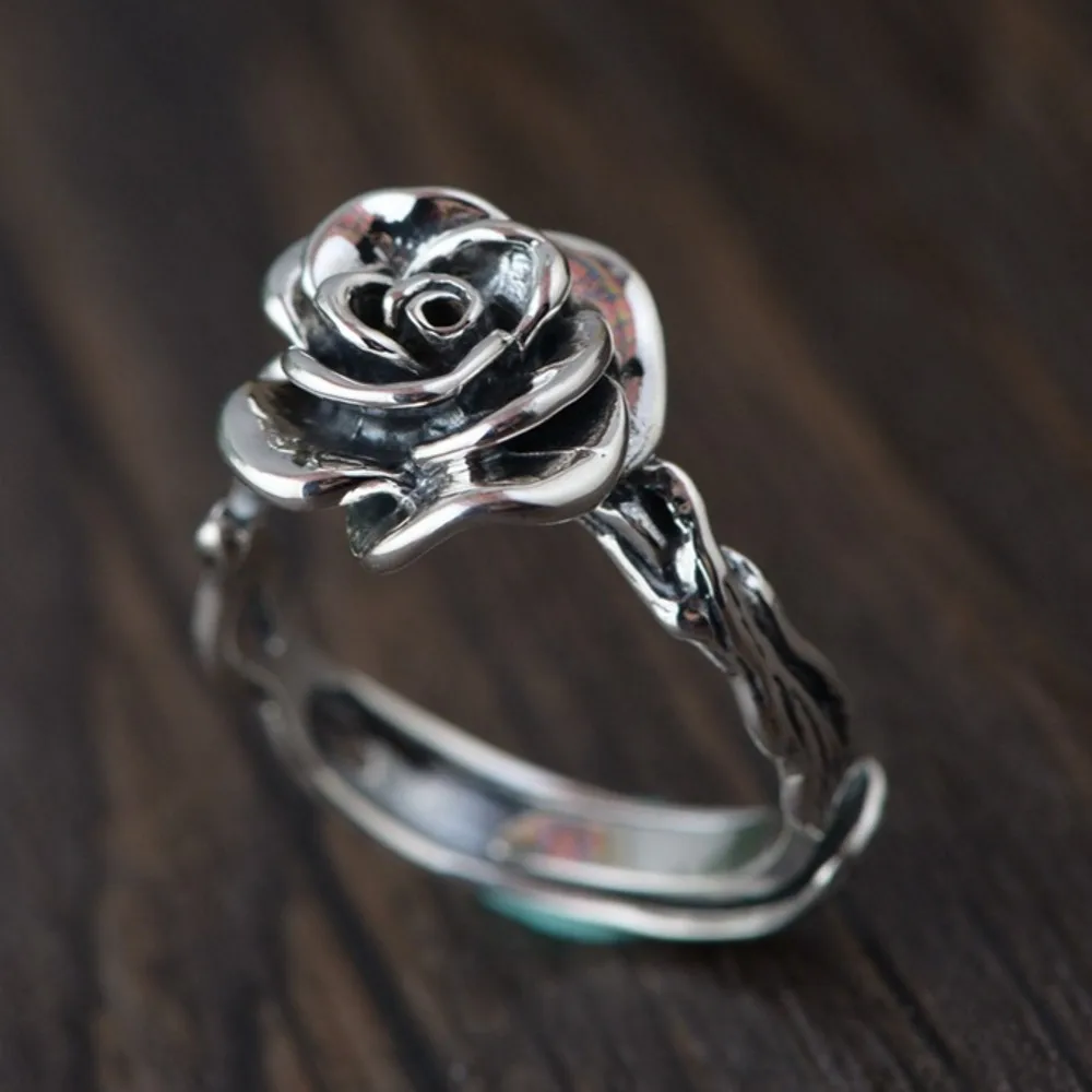 S925 stříbro růže prsten velkoobchod stříbro antický retro styl ženské móda styl dar