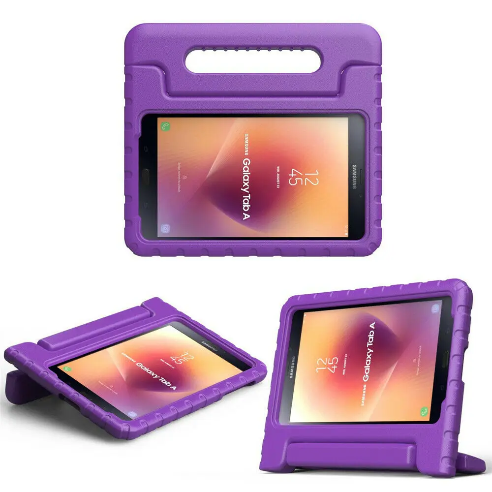 Purple Детский безопасный противоударный EVA чехол для планшета для samsung Galaxy Tab A 8,0 SM-T380 T385 чехол EVA защитный чехол с держателем для рук - Цвет: Purple