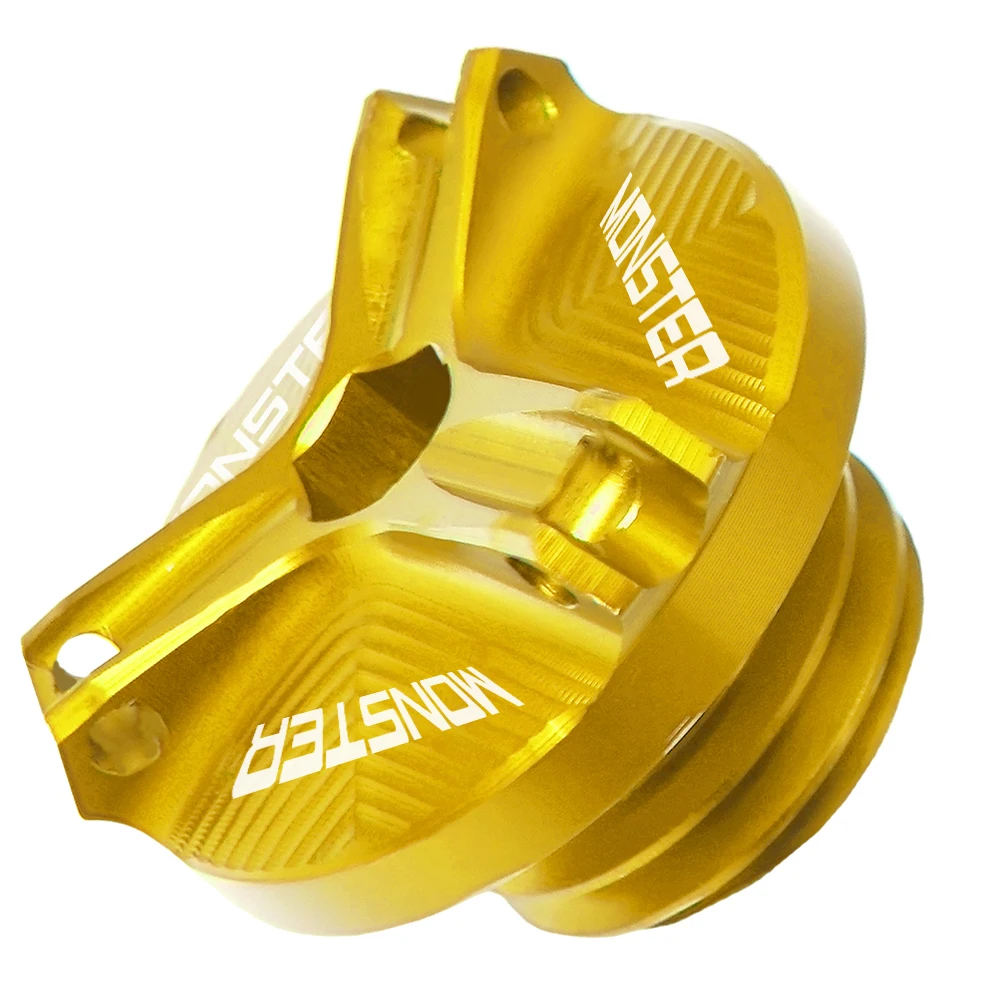 With MONSTER logo Engine Oil Filter Cup Plug Cover screws For Ducati 696 600 748 848 999 1098 800 900 Monster S2R/S4/S4R/ST3 - Цвет: gold