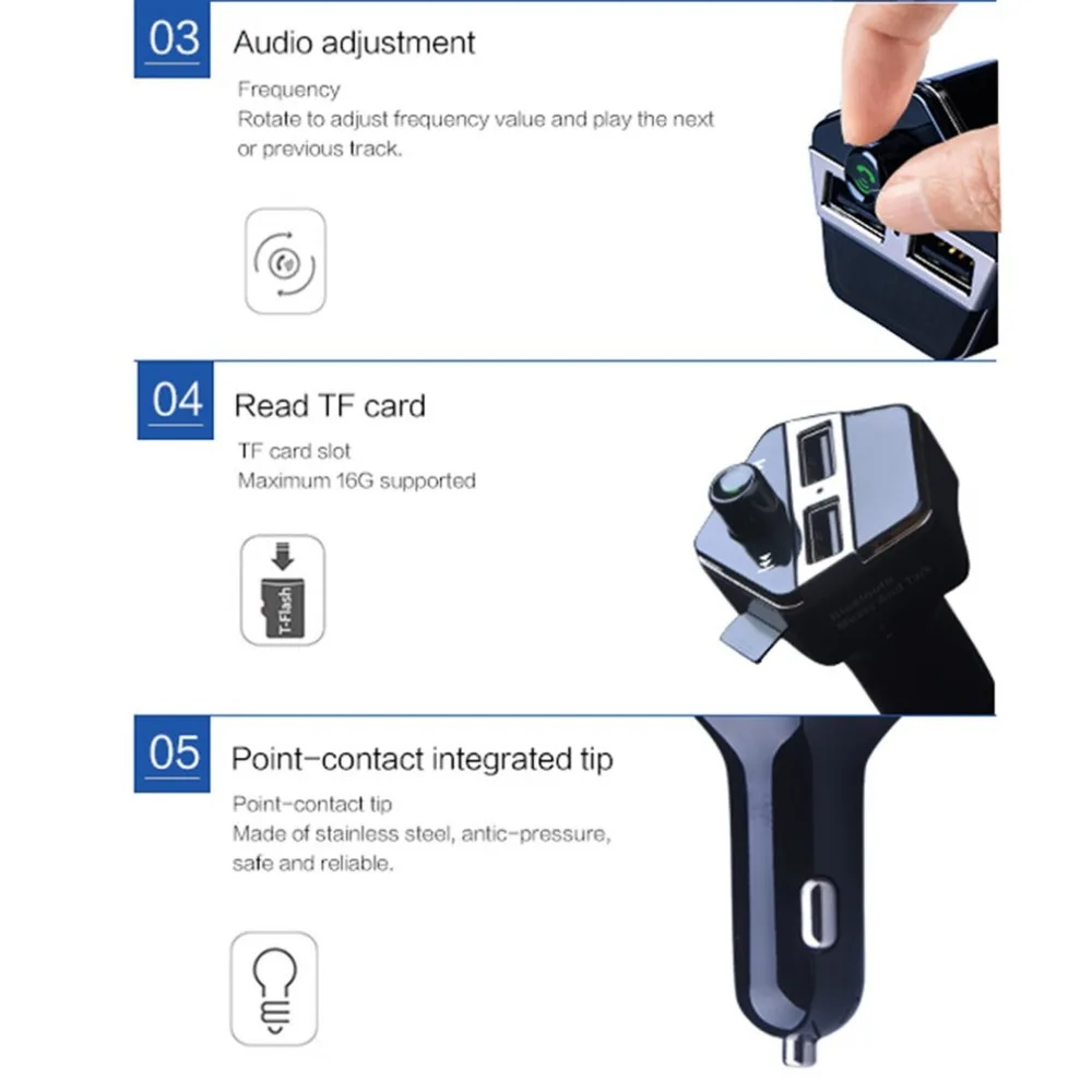 Двойной USB Bluetooth комплект автомобильного зарядного устройства комплект для громкой связи fm-передатчик батарея контроль напряжения Автомобильный MP3 музыкальный плеер