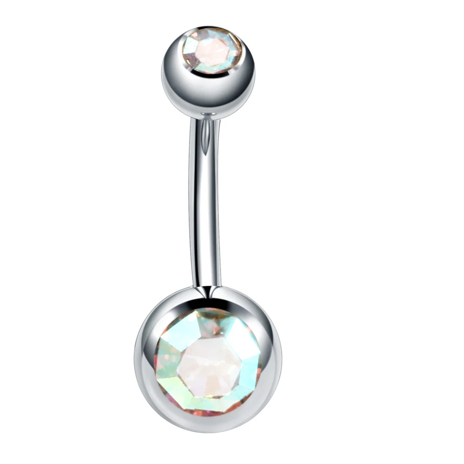 Belly Button Piercings 10Pcs/lot Stainless Steel Navel Piercings Rhinestone Belly Button Rings Ombligo Ball Nombril Sexy Body Jewelry