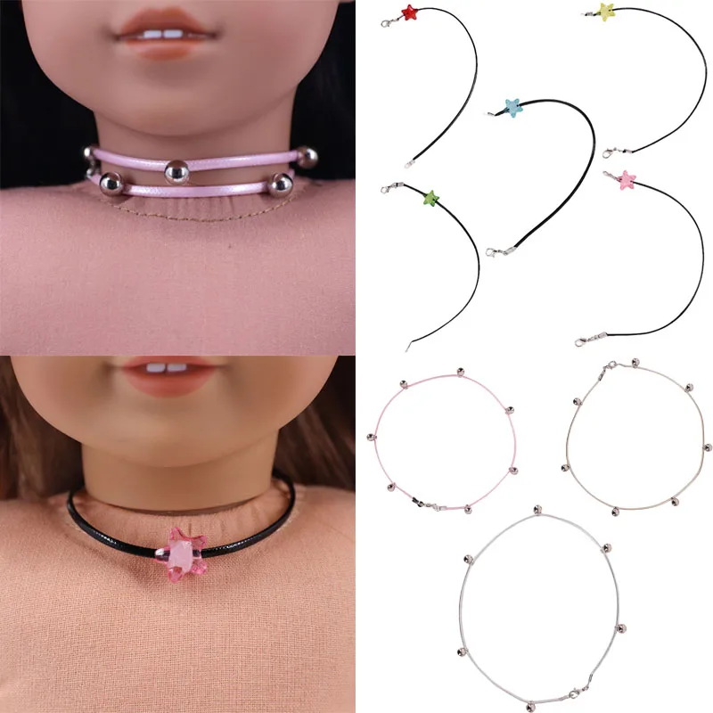 

Necklace And Bracelet Dual Purpose Jewelry For 18 Inch American Doll Girls Star Pendant Decoration Dolls Neck,Doll Accessories