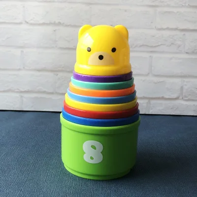 

Rainbow Stacking Ring Tower Stacking Folding Cup Stapelring Blocks Wood Plastic Toddler Toy Baby Toys Infant Toys GYH