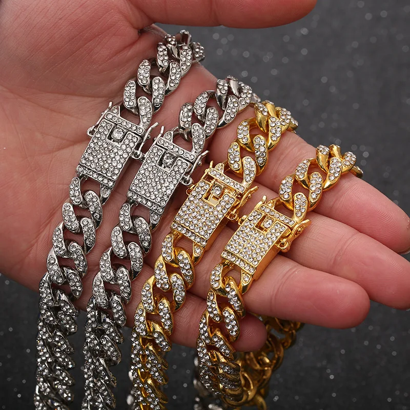 

Zciti Bling Iced Out Cuban Zirconia Cuban Miami Link Homme For Male's Hip Hop Street Necklaces Jewelry