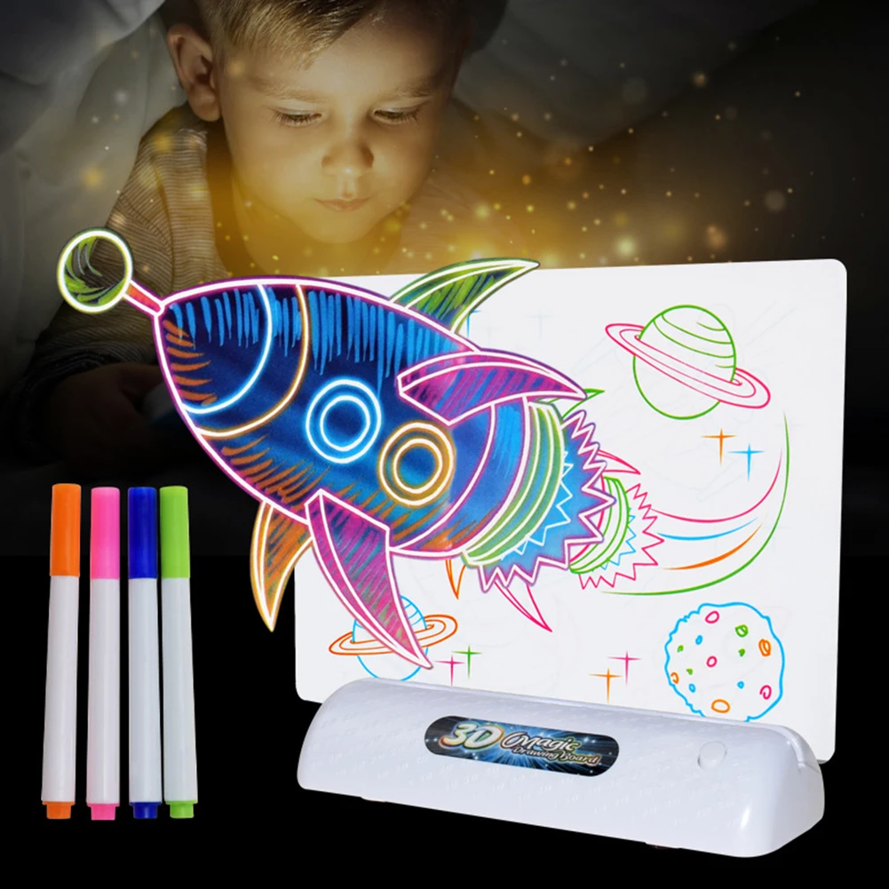 Fluorescent Drawing Board 3D LED Drawing Pad Children Clipboard Set Creative LED Light Pad