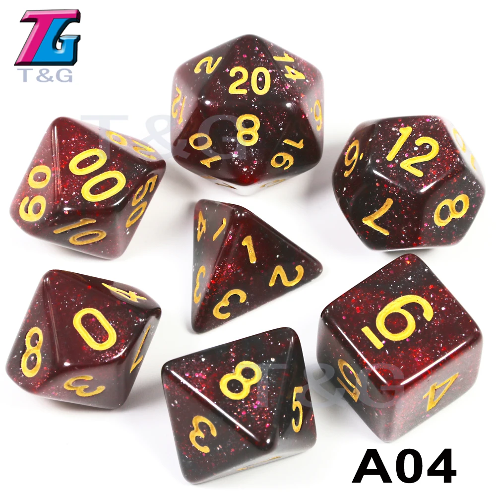 T& G креативная Вселенная Galaxy Dice набор D4-D20 с загадочным Королевский синий микс черный, блестящая пудра ForTRPG, DND настольная игра - Цвет: A04