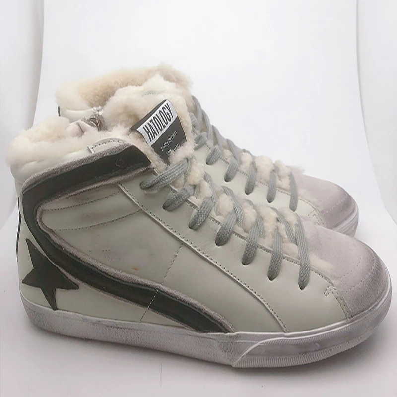

Small Dirty Shoes High Top Star Sneakers 2020 New Retro Plus Velvet Wool And Old Fur All-in-one Women's Shoes Winter Models