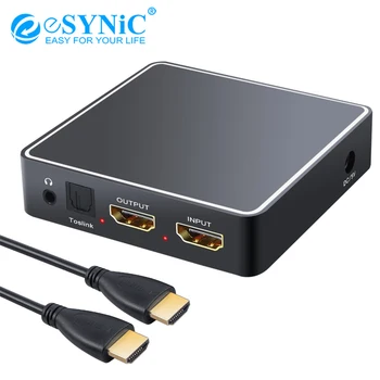

eSYNiC 4K 3D HDMI Audio Extractor HDMI to HDMI Optical TOSLINK SPDIF 3.5mm Analog Stereo Audio Converter HDMI Splitter Adapter