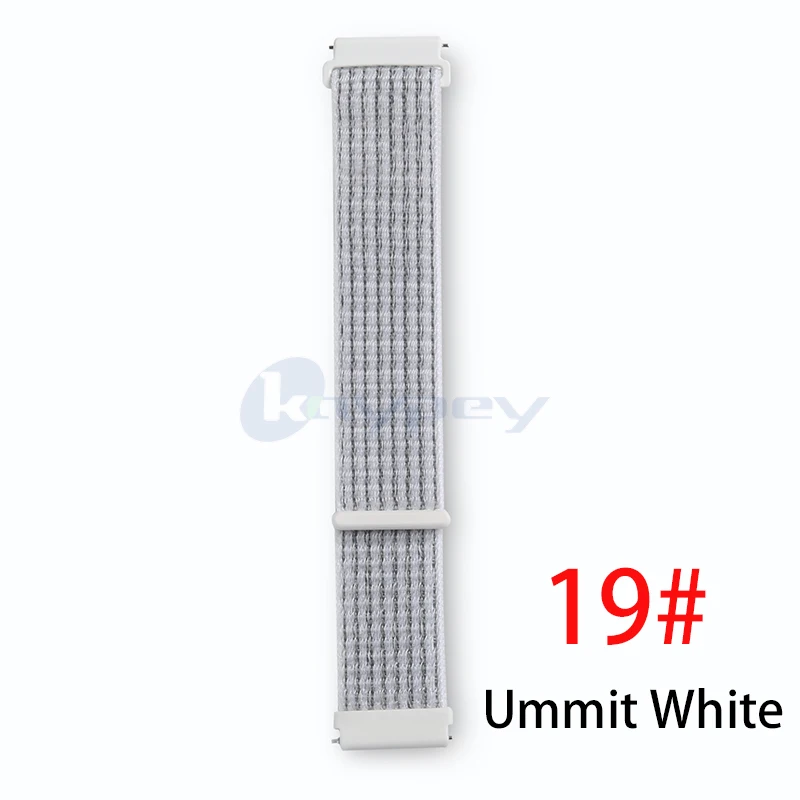 Ummit Whtie 22 мм 20 мм нейлоновый ремешок для Xiaomi Huami Amazfit Bip Pace Stratos 2/2s ремешок на запястье нейлоновая петля ремешок на липучке аксессуары для умных часов - Цвет: Ummit Whtie