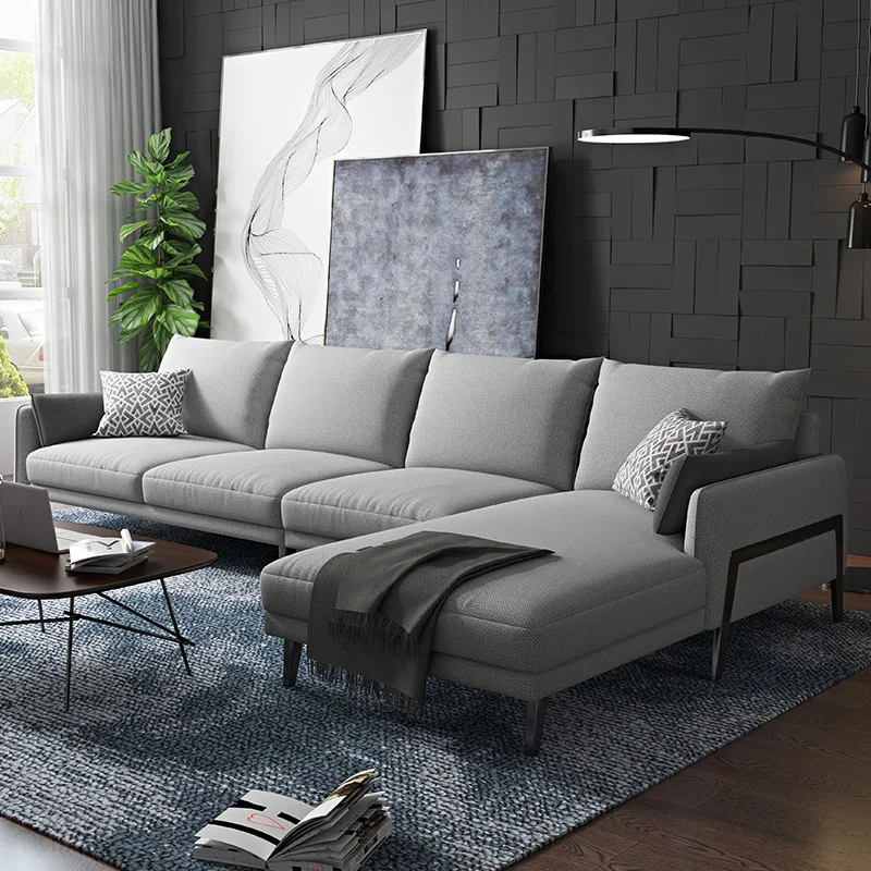 

Northern European-Style Fabric Combination Sofa Minimalist Modern Small Apartment Latex Washable L-Shape Art-sofa Living Room Ou