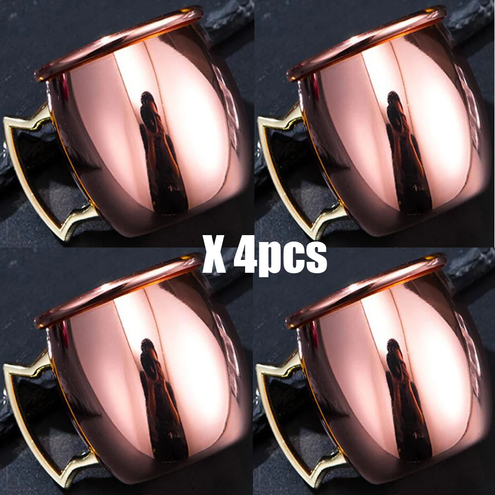 

4pcs 60ml Mini Moscow Mule Mugs Caneca Cup Pure Copper Cups Cobre Mug Espresso Plated Drinkware Handgrip Ice Beer Milk Tea Mugs