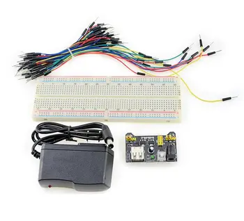 

MB-102 830 Point Prototype PCB Breadboard + 65pcs Jump Cable Wires + Power Supply+9V 1A Power Adapter for Arduino (2-Flat-Pin Pl