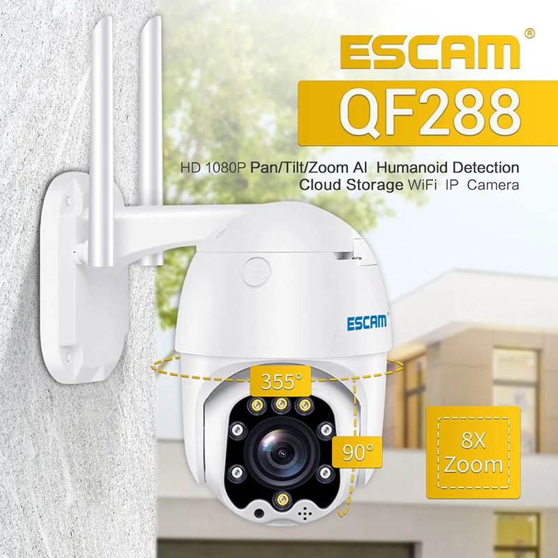 IP камера ESCAM QF288 H.265 HD 1080P 8X с цифровым зумом PTZ Wi Fi|Камеры видеонаблюдения| |