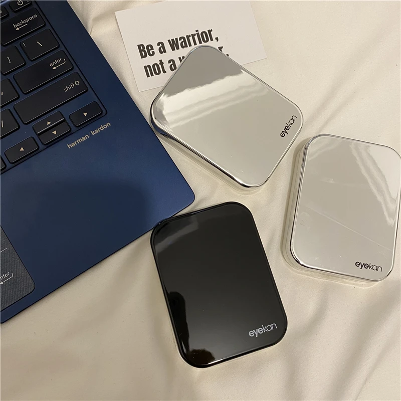 거울 기능이 있는 신사 스타일 콘택트 렌즈 케이스 간단한 뷰티 렌즈 케이스 콘택트 렌즈 보관함 선물