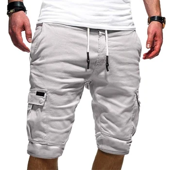 

New Summer Men Solid Casual Shorts Fitness Workout Shorts Men Multi Pocket Sweatpants Shorts Homme Clothes Plus Size