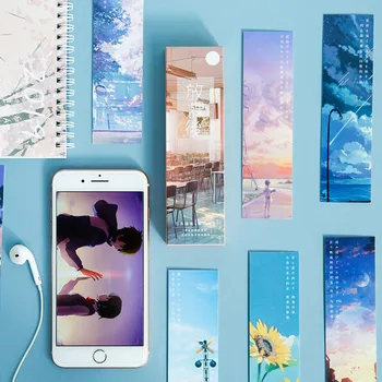 

30Pcs/Box Cute Scape Bookmarks Kawaii Cartoon Bookmark Novelty Paper Book Marks For Kids Gifts School Office Supplies Stationery