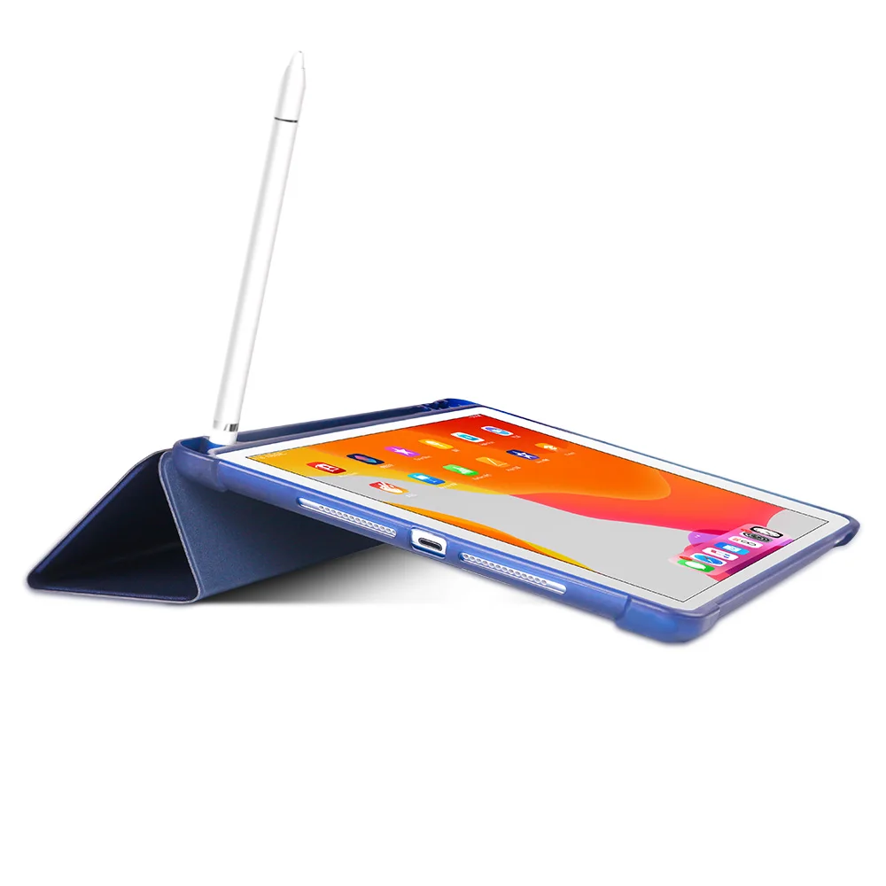 Чехол с карандашом для iPad 10,2 дюймов, умный чехол из искусственной кожи, защитный чехол, чехол с функцией автоматического сна/пробуждения для модели A2197