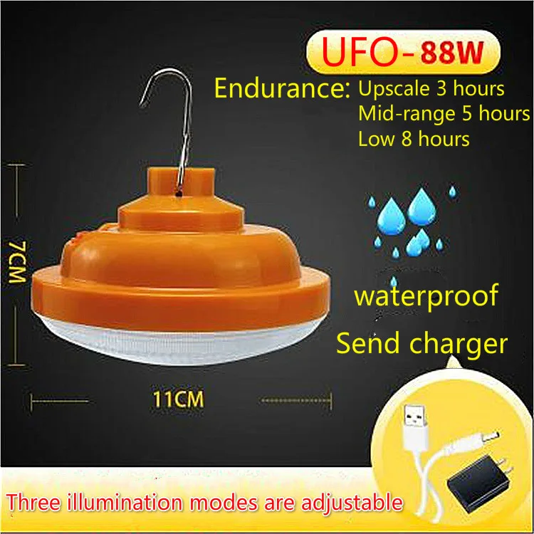 A UFO outdoor emergency warm white lamp high bright waterproof portable camping lantern night light 5w3 modes LED camping light - Wattage: A