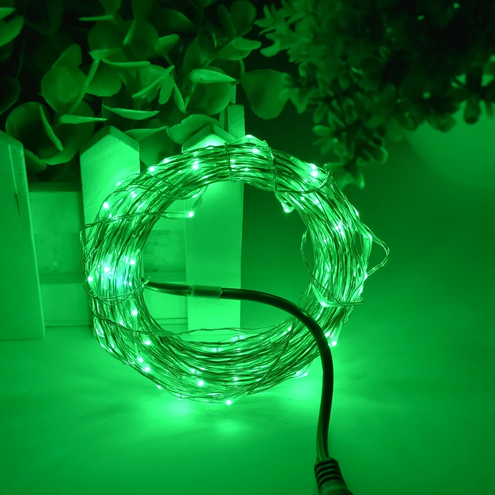 5 м/10 м DC12V LED наружная серебряная проволока светодиодная лоза гирлянда для