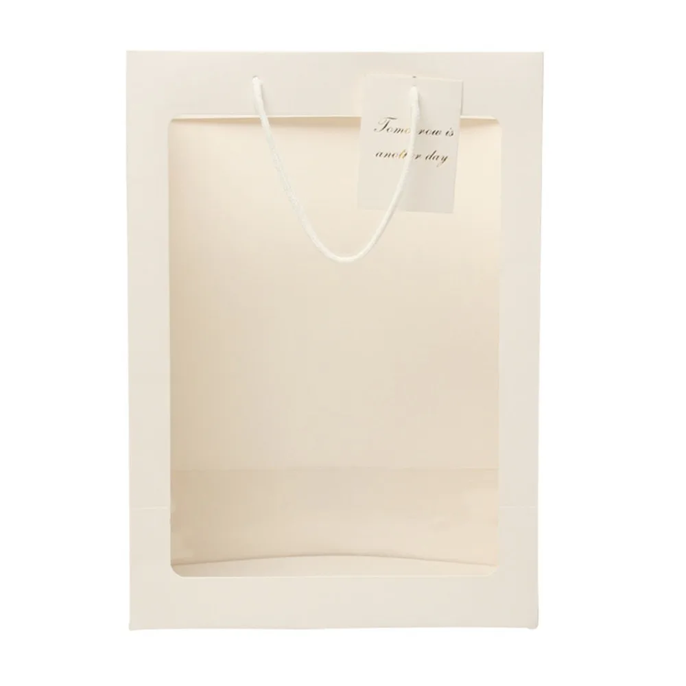 Window Tote Paper Gift Box Packaging Creative Christmas Gift Flower Bag Easel Gift Bag (24)