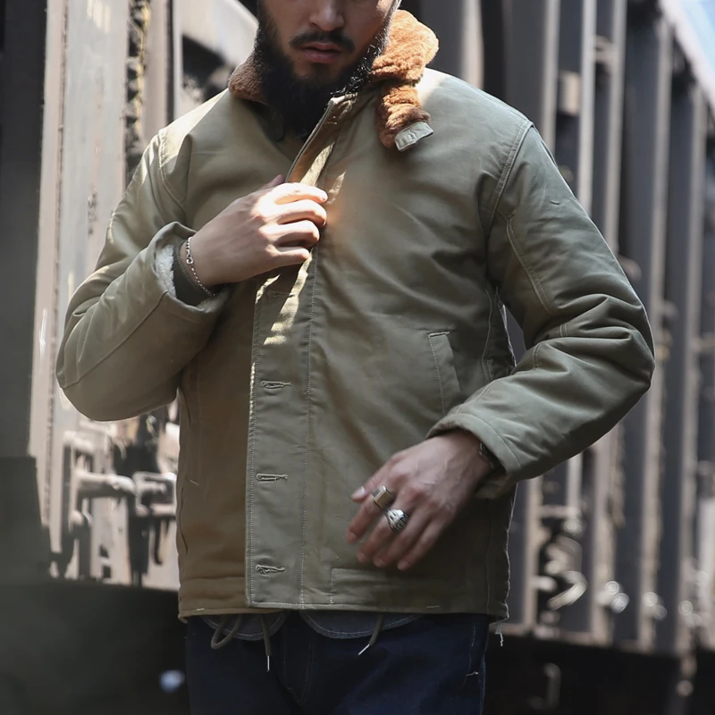 Seller khaki & olive N1 Read Description ! Asian size Bronson navy jacket deck N1 mans short military thick warm 100% wool jacket