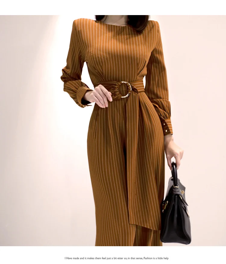 H Han Queen Solid Color Vintage Wide Leg Jumpsuits Women Autumn Winter Adjustable Waist Rompers Casual Bottoming Playsuits