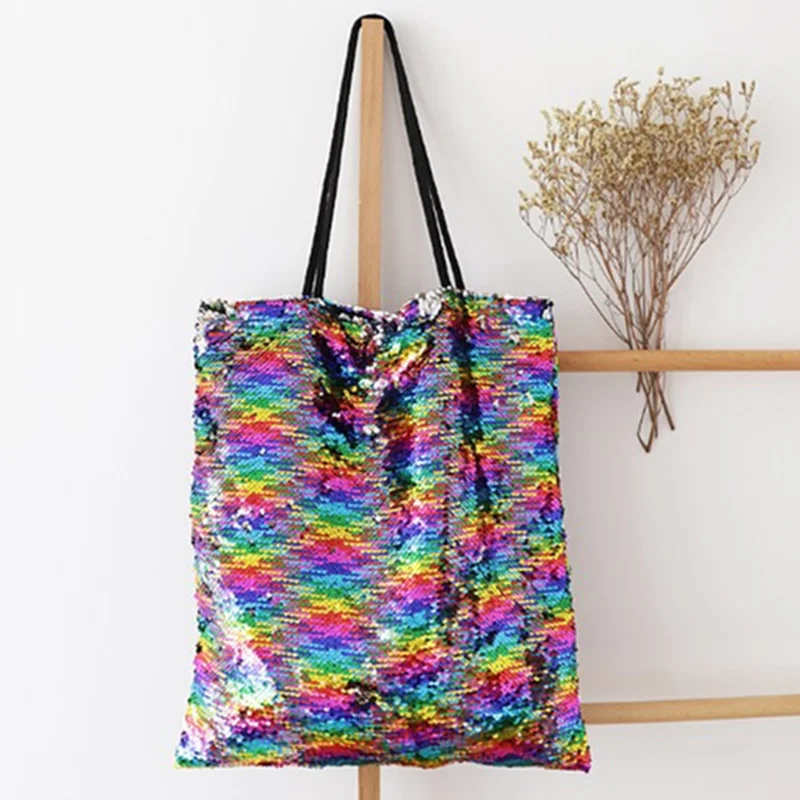 Multicolor Модные женские сумки на плечо, большие сумки с пайетками, вечерние сумки для девочек - Цвет: Multicolor