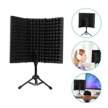 Стальной пенный(мягкий) микрофон, изоляционный щит, складной трехкратный микрофон, звукопоглощающий отражатель для прямой трансляции, поет, видеозвонок, черный