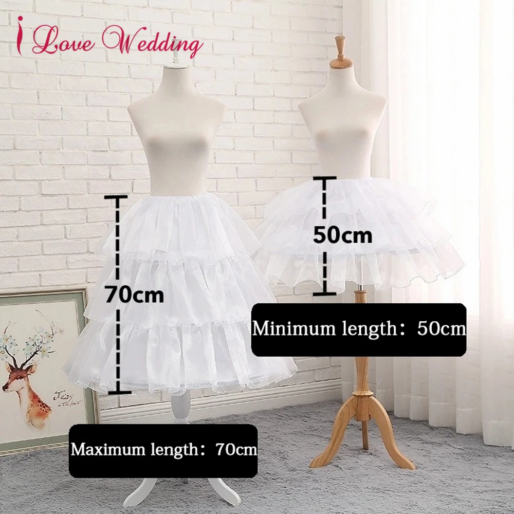 Adjustable Length Lolita Cosplay Party Petticoat Underskirt for Girls Tulle Short Tutu Skirt 3 Loops Women Rockabilly Crinoline