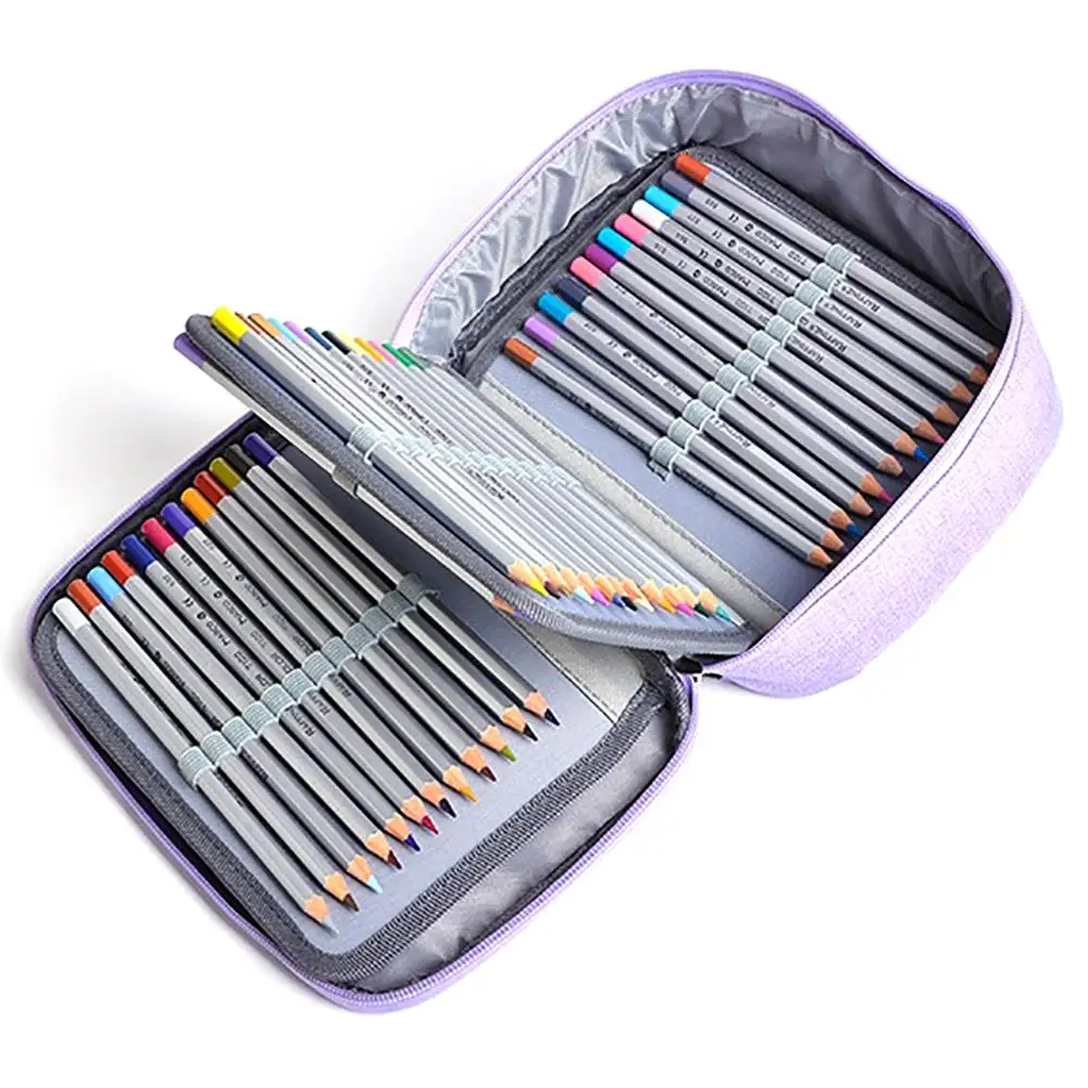 

Durable Large Capacity 72 Holes Zipper Pencil Case Zipper Closure Pen Bag Polyester Stationery Storage Pouch fine workmanship