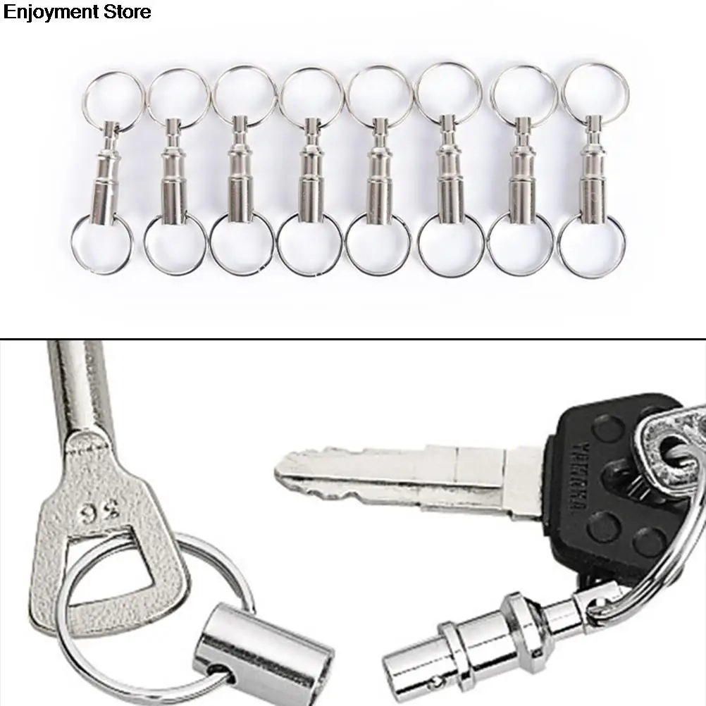 

Steel Chrome Plated Pull-Apart Key Rings 3/5pcs Detachable Key Ring Snap Lock Holder Removable Keyring Quick Release Keychain