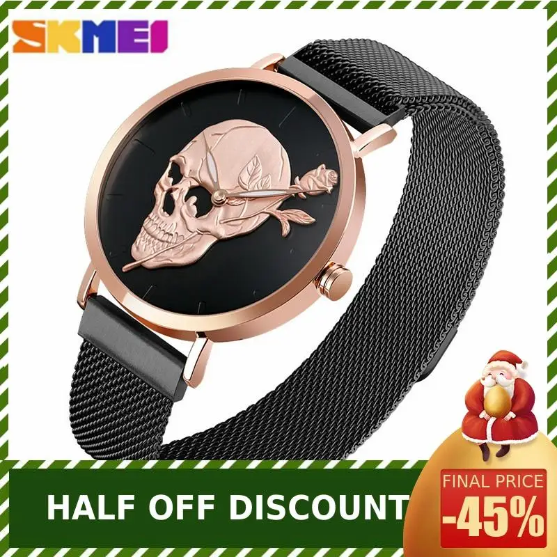 

SKMEI Top Brand Mens Watches Luxury Quartz Wristwatch Simple Magnet Watch Stainless Band Waterproof Luminous montre homme 9173