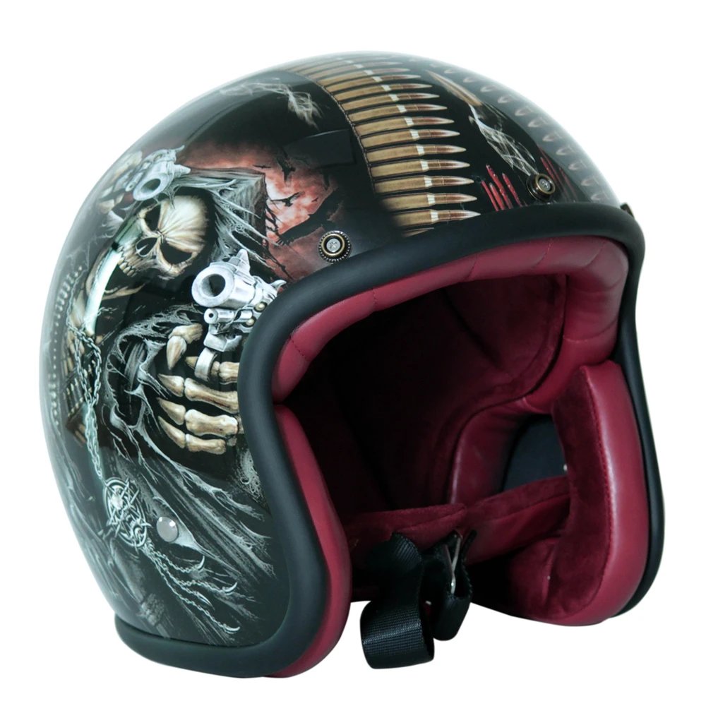 Новые точечные окрашенные мотоциклетные шлемы 3/4 с открытым лицом Ретро велосипед кафе шлем для гонщика скутера/круизера/чоппера езда головы носить XS-XXL