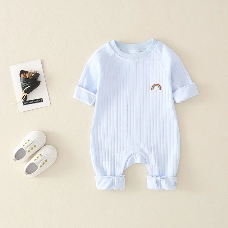 Newborn Infant Kid Baby Boy Girls Long Sleeve Romper Jumpsuit Clothes Outfits Warm Pure Color Cute Lovely Rainbow Clothing cool baby bodysuits	 Baby Rompers