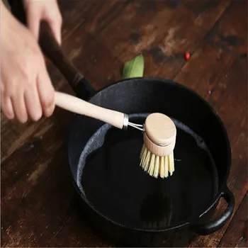 

1pc Creative Natural Eucalyptus + Sisal Long Handle Wood Scrubber Cleaning Tool Pot Washing Machine Kitchen Multi-function Brush