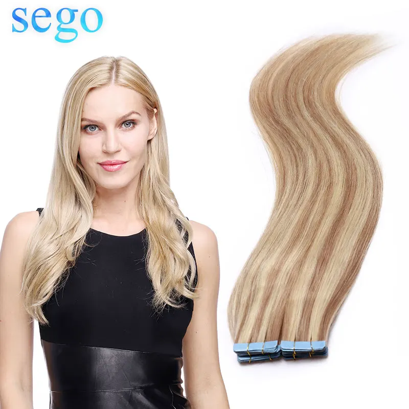 SEGO12 &quot 24&quot 2 5 г/шт. 50 г/100 г кожа уток человеческие волосы прямые ленты для